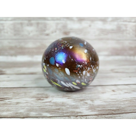 Tom St Clair 1994 Studio Glass Iridescent Speckle Abstract Paperweight Galaxy 3" - Picture 2 of 11